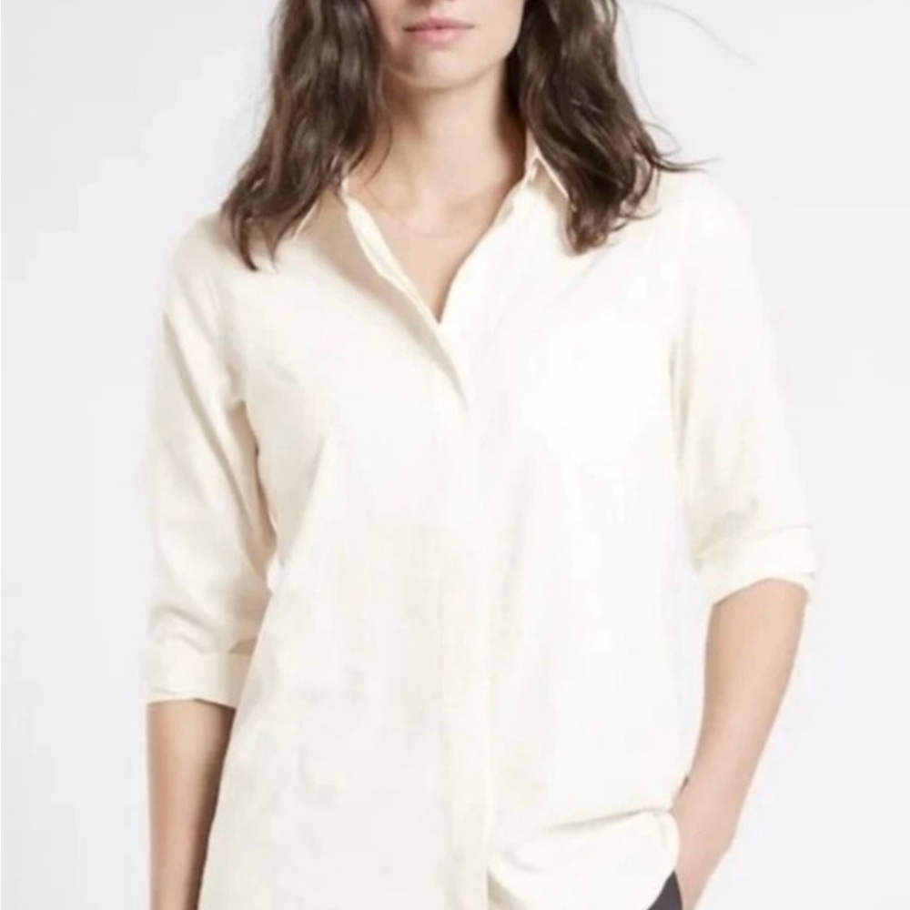 Athleta Cream Button-Up Shirt